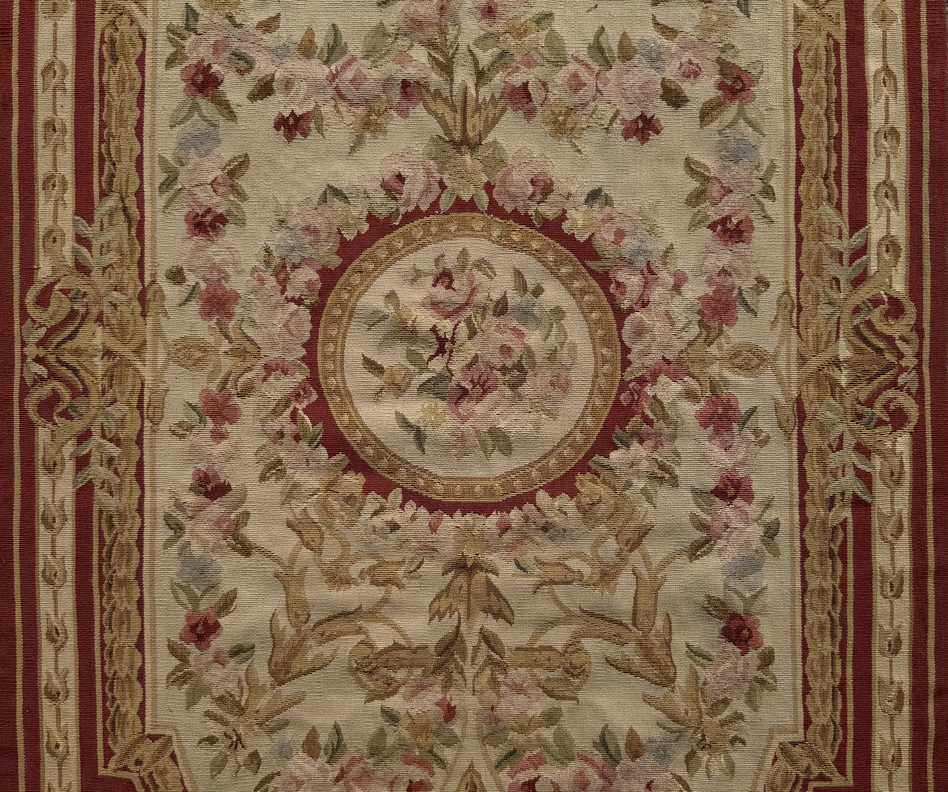 Aubusson style knotted pile rug – 2.45 x 0.90 metres –