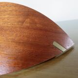 Pair of Scandinavian wall lights in bent wood with brass accents, 1980.