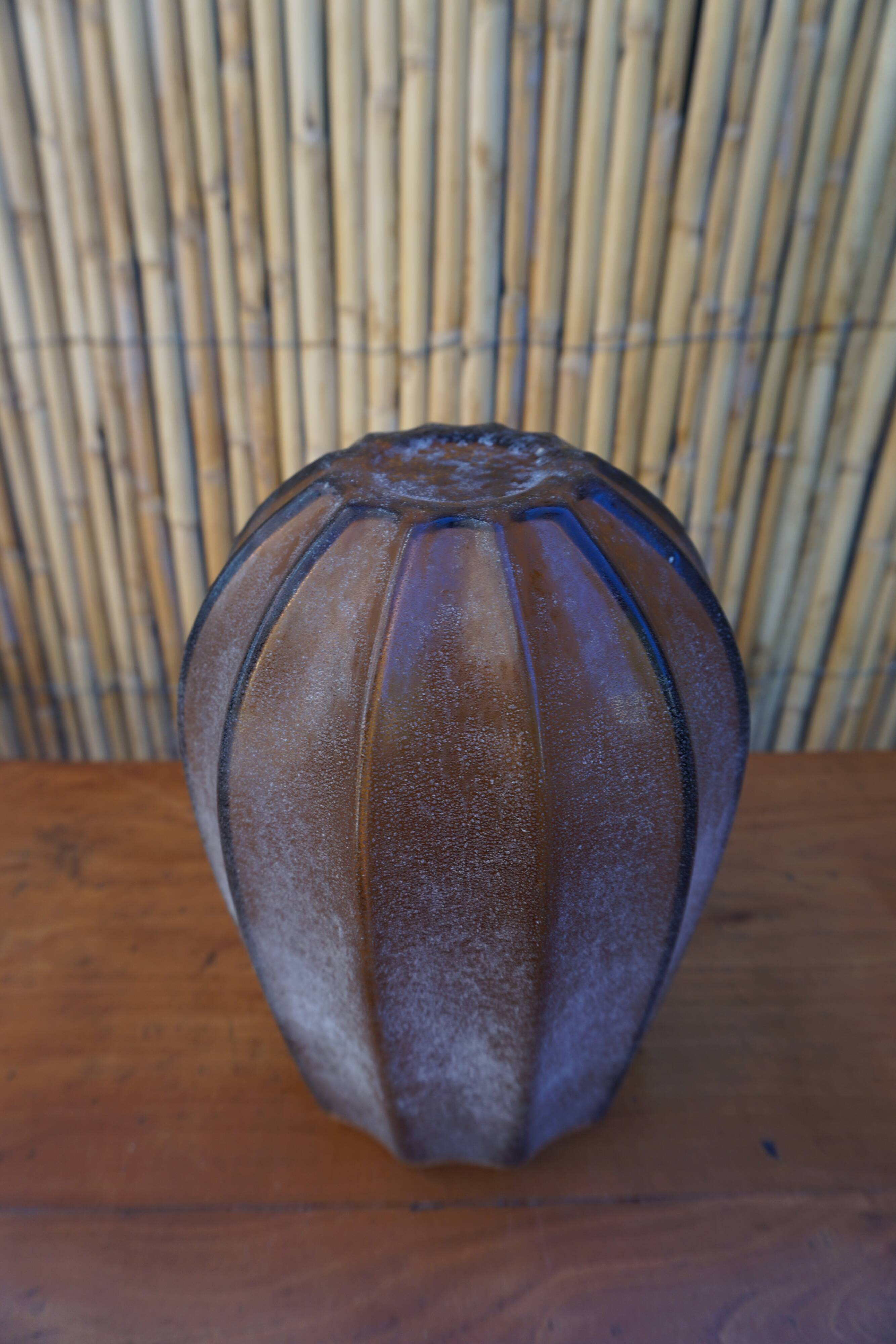 Brown frosted glass vase