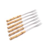 Set of 6 fondue forks with bamboo handles, 1960s