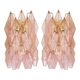 Set of Two Contemporary Pink “Poliedri” Murano Glass Gold 24k Wall Sconces