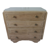Vintage oak chest of drawers, a travertine plate laid for tray.