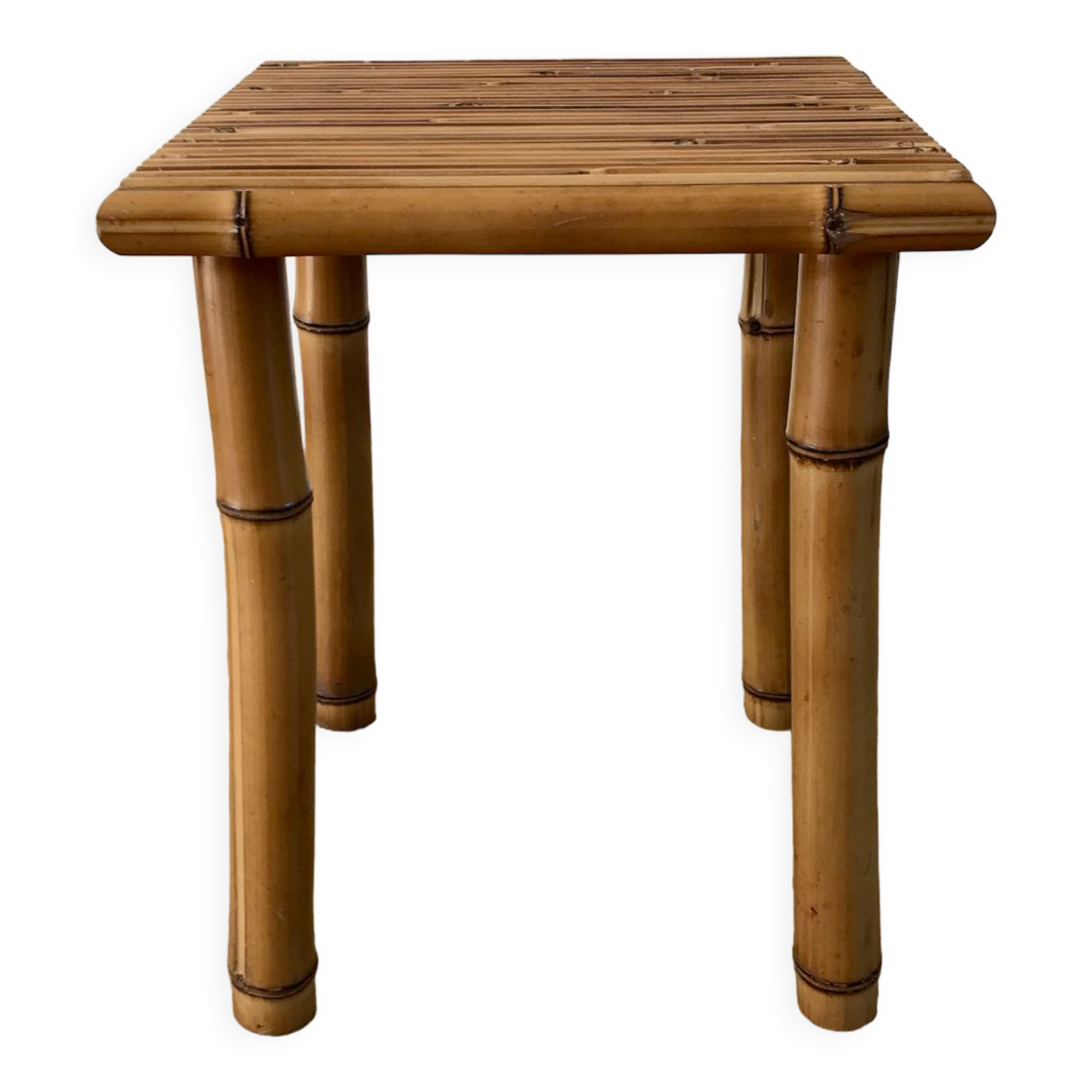 Vintage rattan and bamboo stool 50s-60s