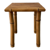 Tabouret en rotin et bambou vintage années 50-60