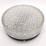 Vintage Swiss Pressed Glass Ceiling Lamp Megal AG