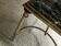 Gold bronze and marble coffee table, tapered feet decorated with Egyptian capitals