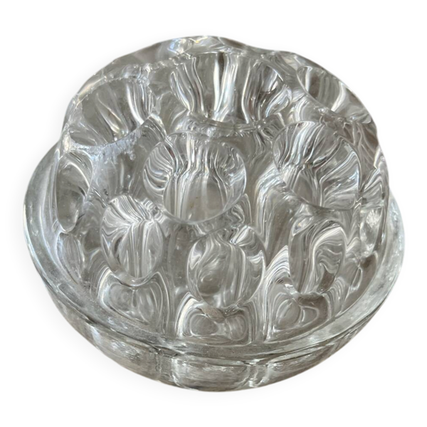 Porte-fleurs / Pique fleurs vintage en verre moulé – Made in France