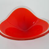 Red platter, Murano glass, Italian design, 1960s, made in Italy