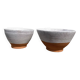 Duo of white ceramic pottery bowls wabi sabi