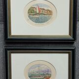 Pair of marine watercolors