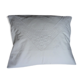 Old white lace laundry cushion Monograms M F