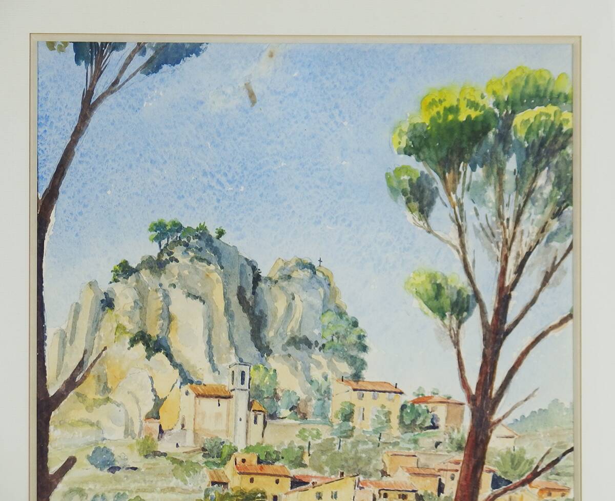"La Roque Alric" watercolor on paper by Gabriel Kissling