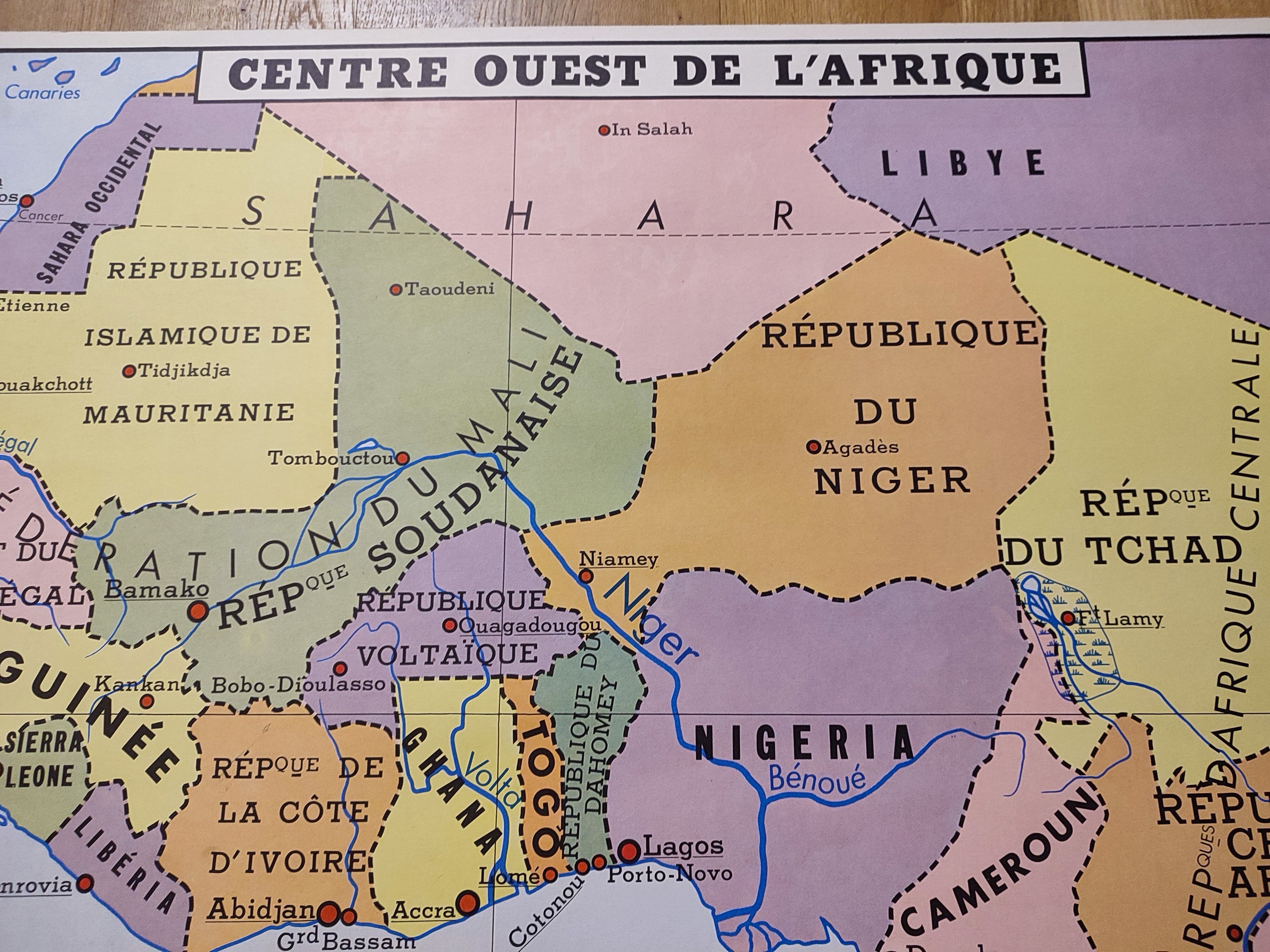 Old central west africa school map