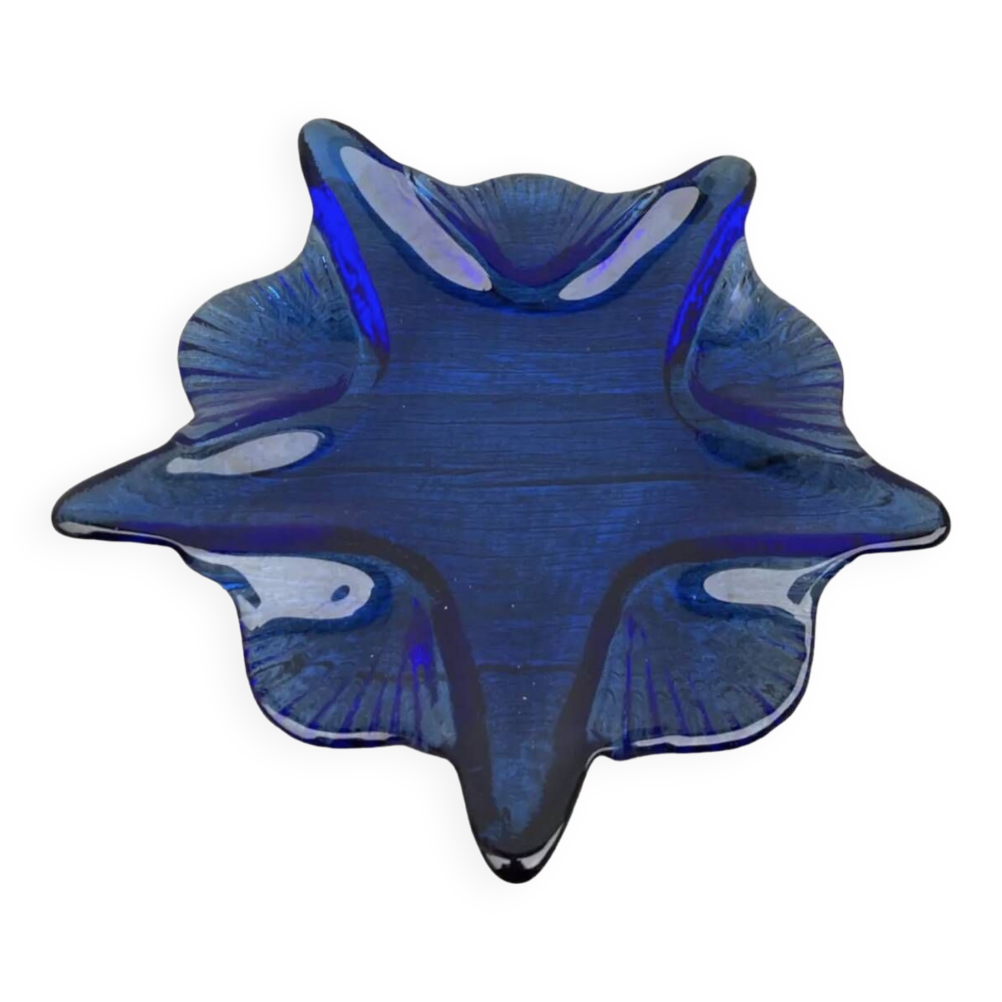 Blue glass star dish