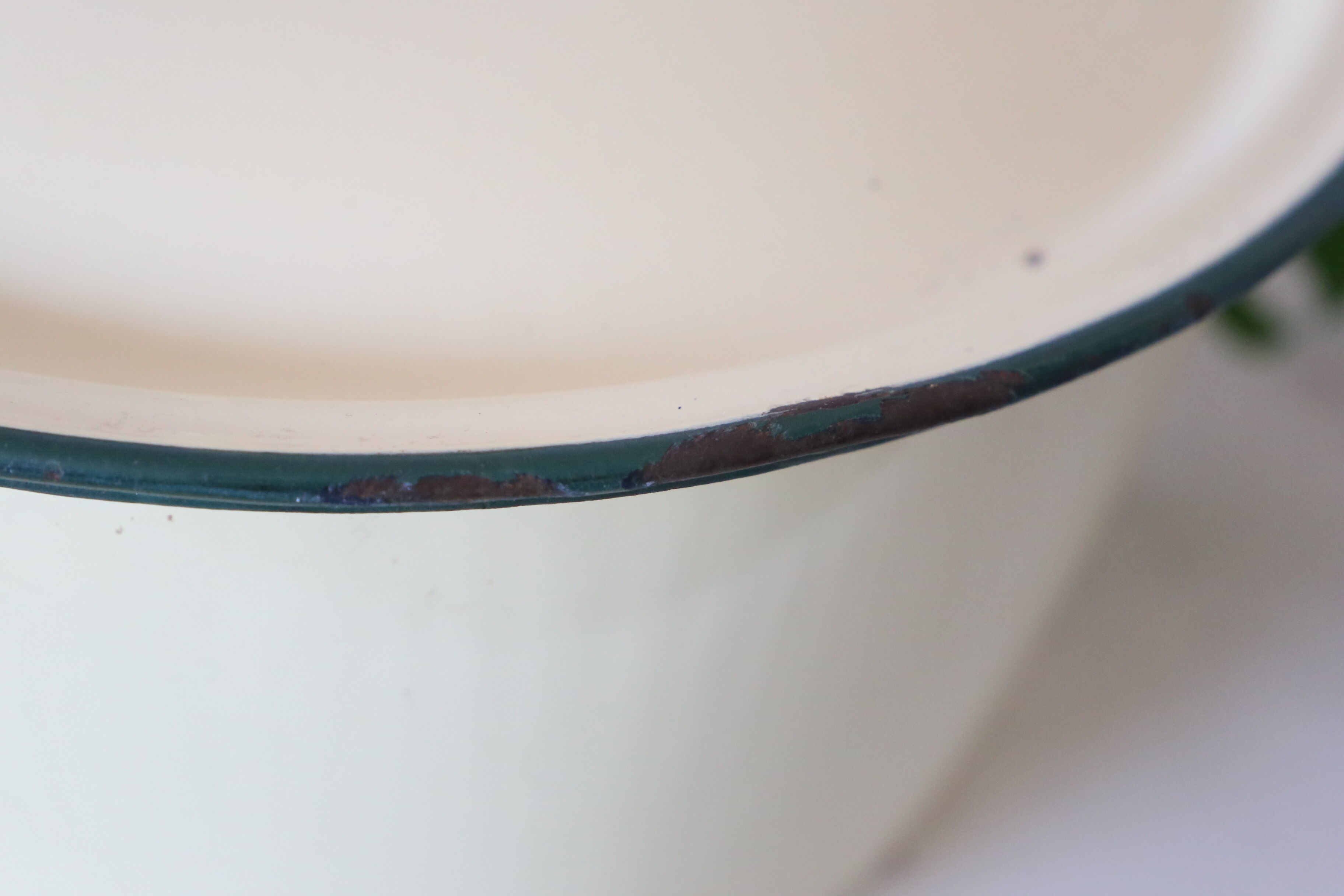 Enamelled metal marmite, pale yellow, vintage