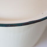 Enamelled metal marmite, pale yellow, vintage