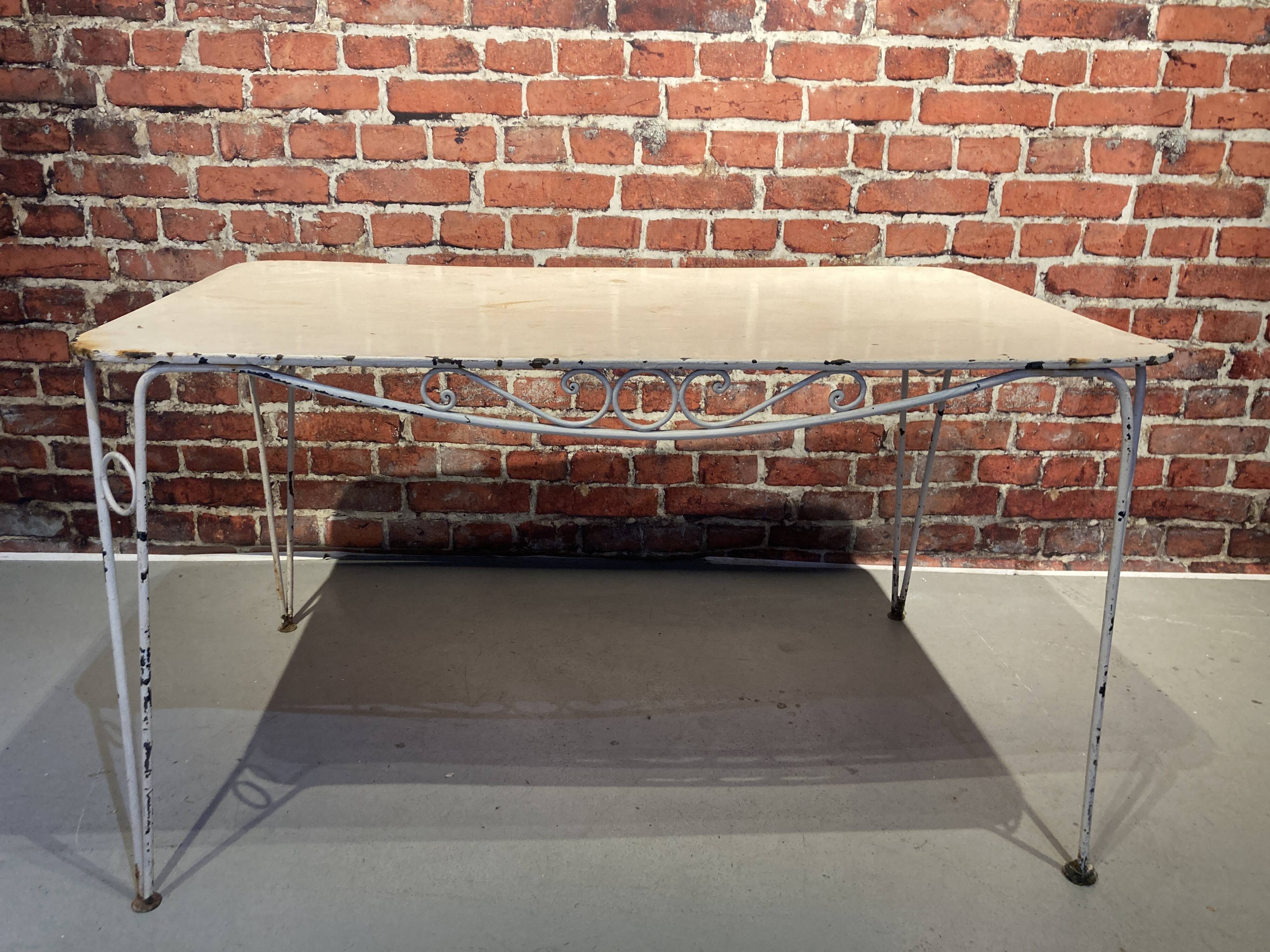 Wrought iron garden set painted white