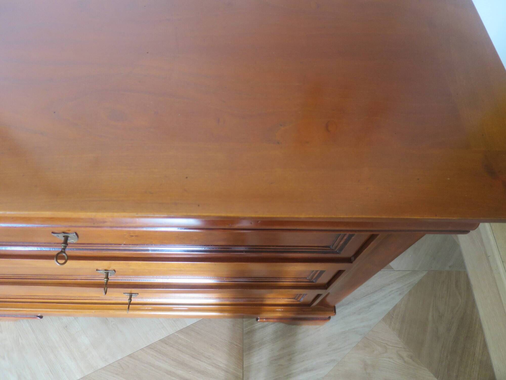 large curved chest of drawers - solid wood - cherry - 4 drawers - Louis Philippe