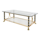 Brass and metal coffee table with two glass tops.