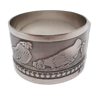 Old branded silver-plated napkin ring, duckling décor