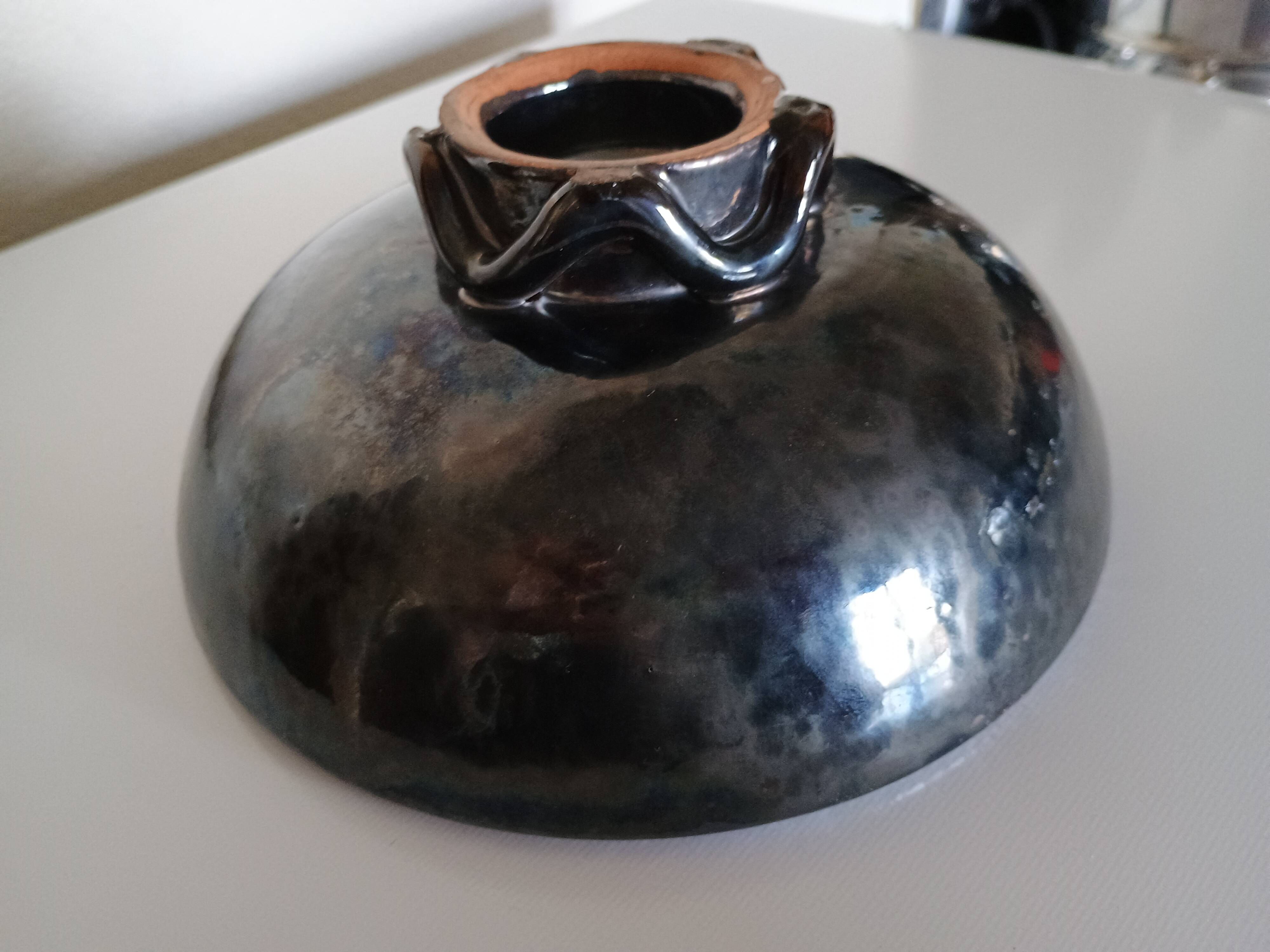 Jean Bacus (1885-1952) - Petite coupe grès glaçure noire JB Vallauris