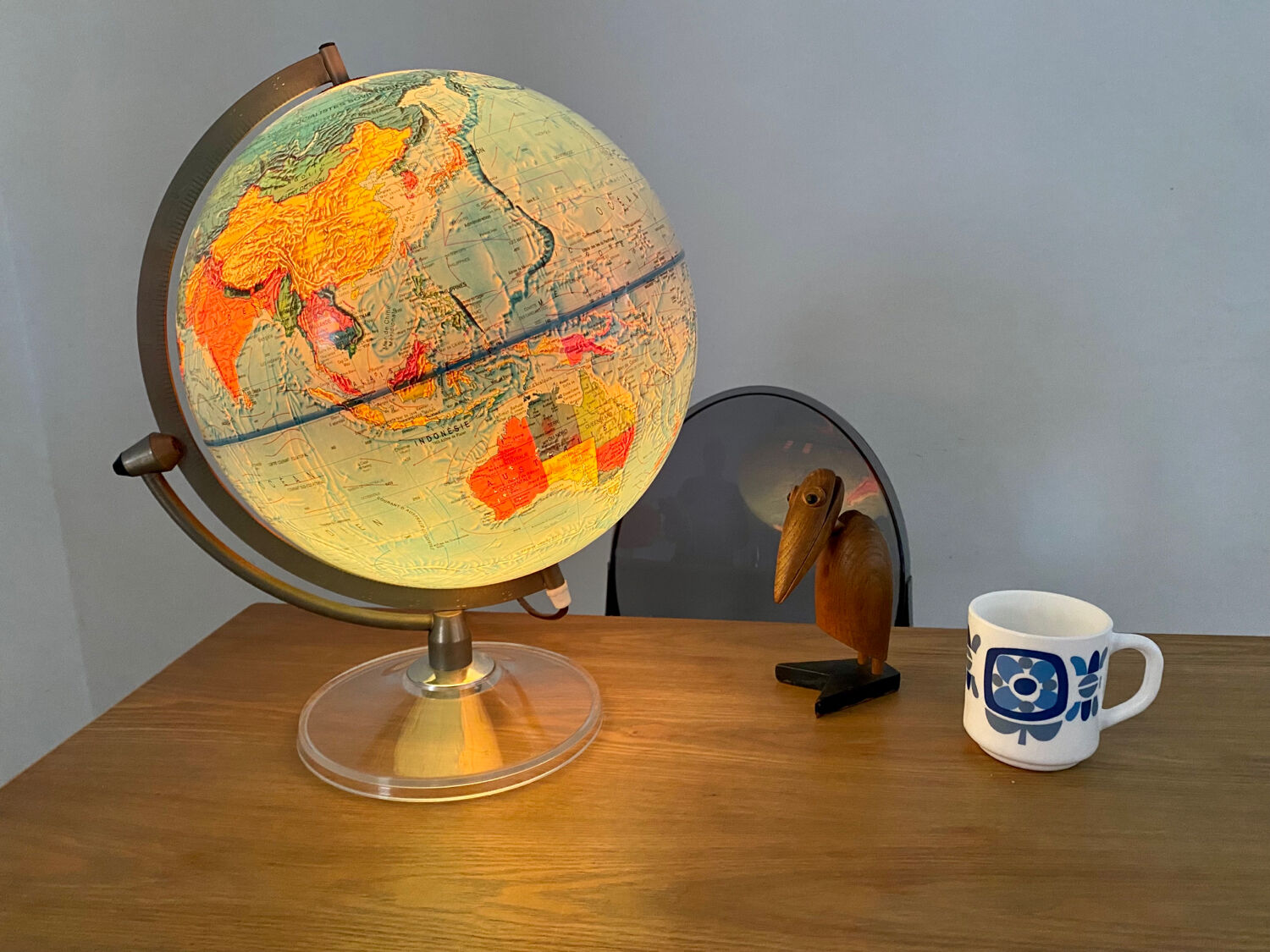 World map lamp Scan-globe Denmark vintage 1972 swivel & tiltable