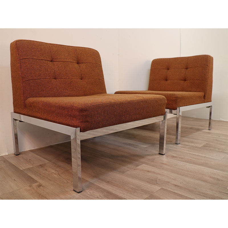 Pair of chauffeuses "Samouraï" by Joseph André Motte Airborne edition, 1960