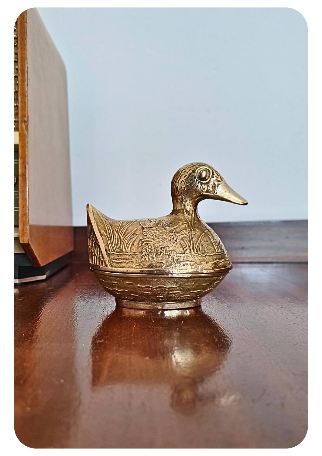 Vintage Solid Brass Duck-Shaped Jewelry Box