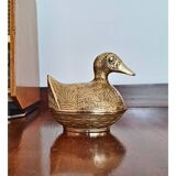 Vintage Solid Brass Duck-Shaped Jewelry Box