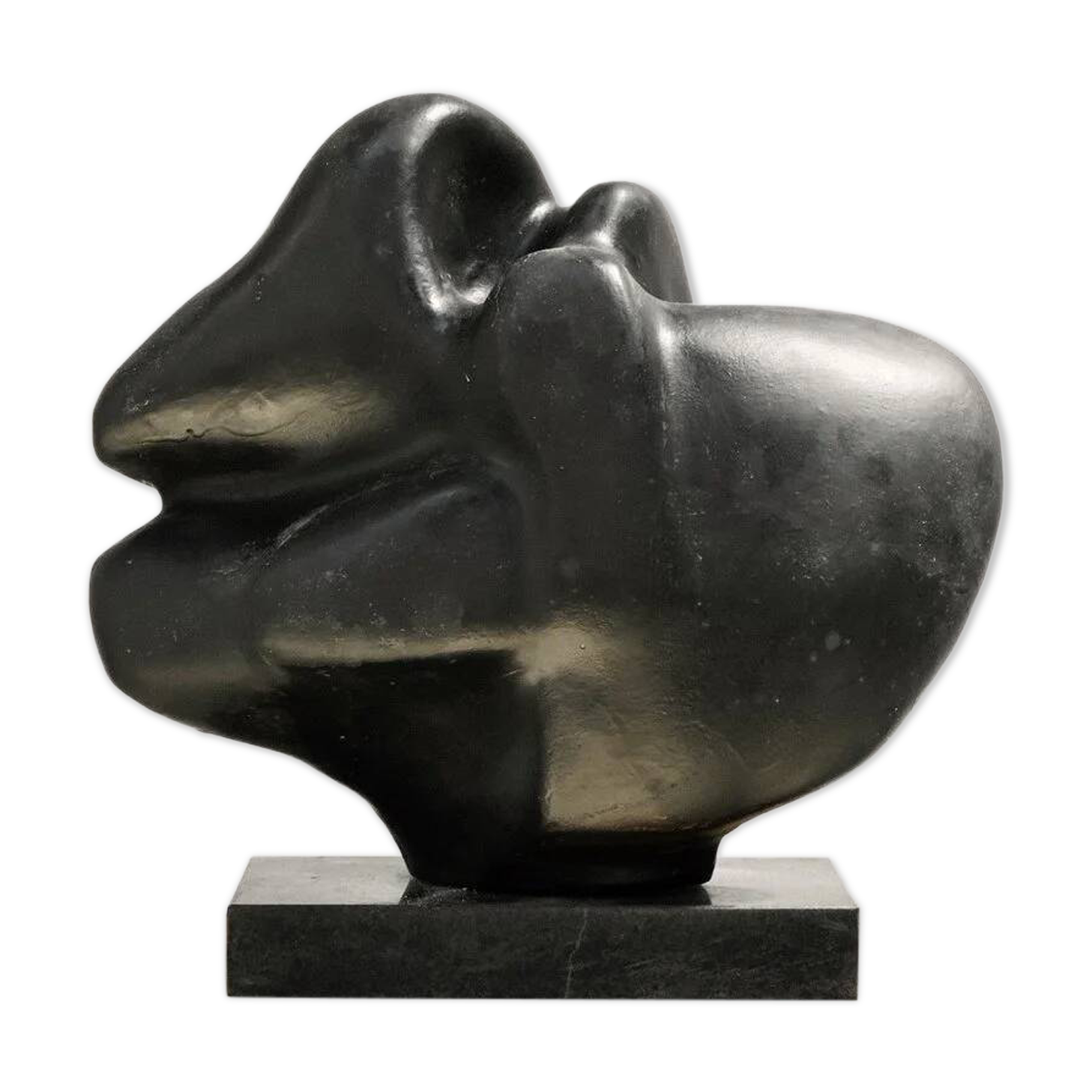 Sculpture abstraite en terre cuite noire, années 1960