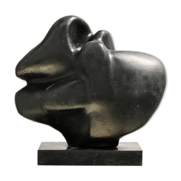 Sculpture abstraite en terre cuite noire, années 1960