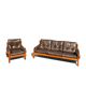 Ensemble Salon Pierre Chapo - Canapé S32 & Fauteuil S15 - Orme & Cuir Brun