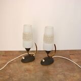 Mid-Century 60s lamp set – brass, glass, vintage design