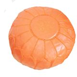 Moroccan leather pouf