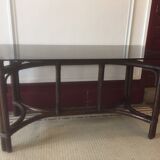 Bamboo table with smoked glass top