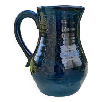 Blue ceramic pitcher