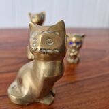 Set of 3 brass cats