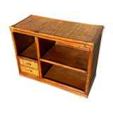 Commode en bois et rotin