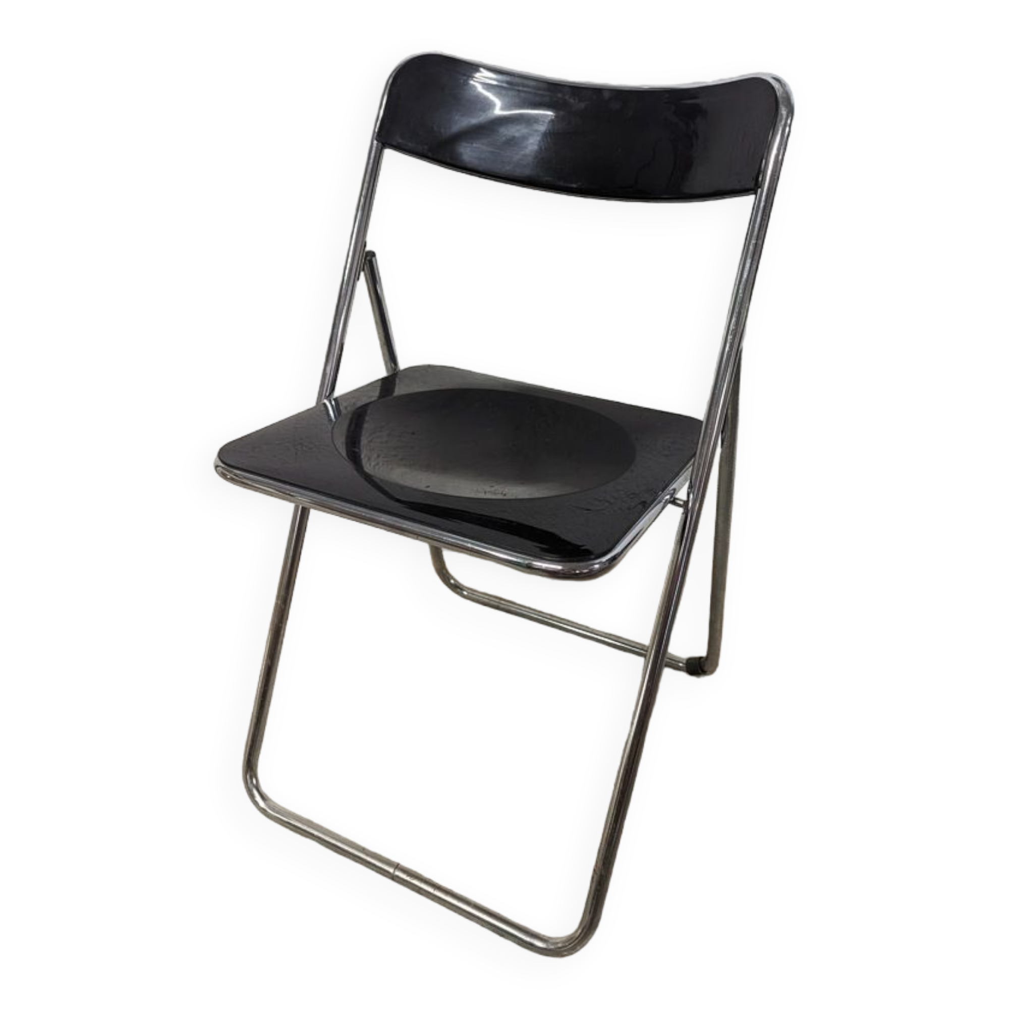 Black and chrome vintage folding chair