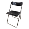 Chaise pliante vintage noire et chromée