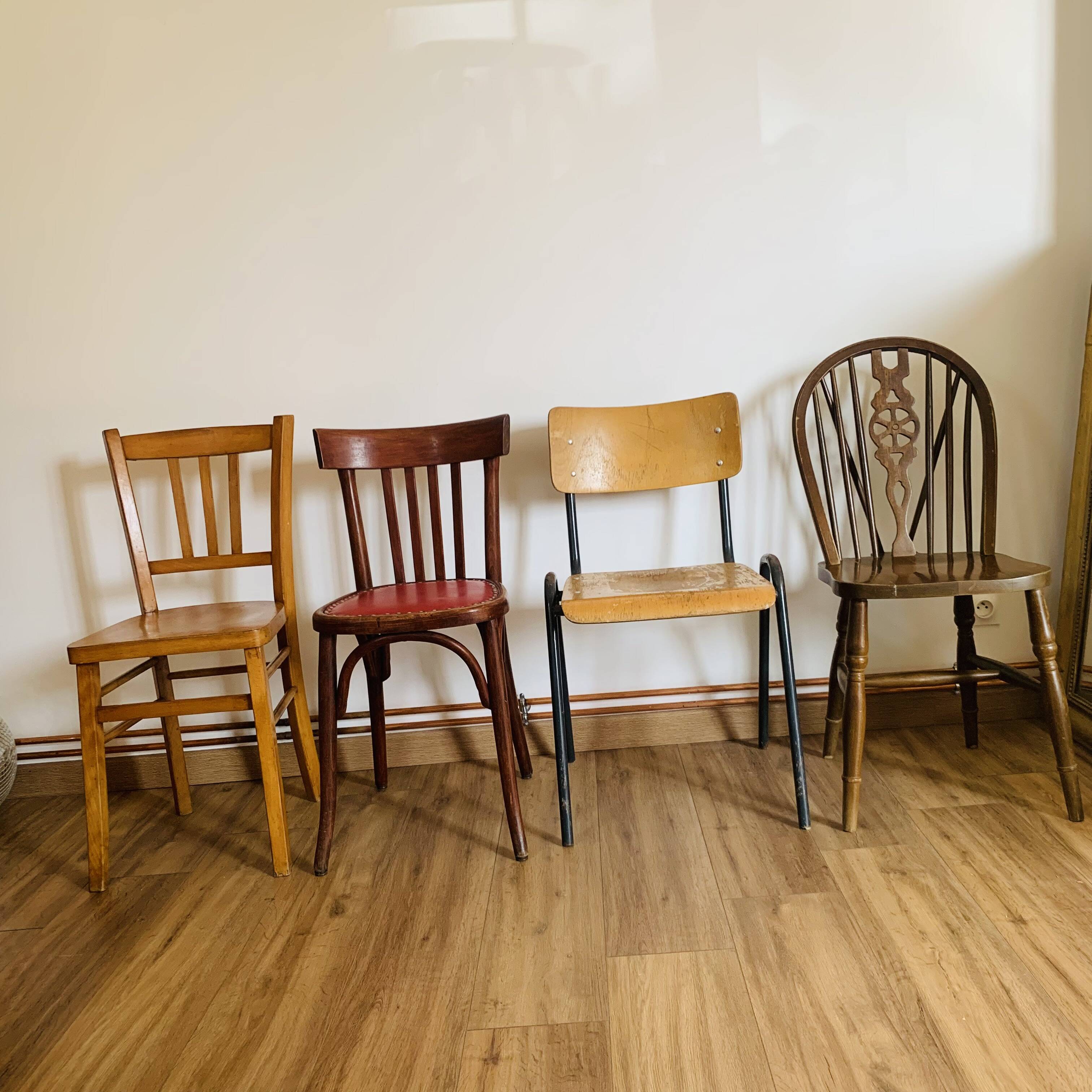 Set of 4 mismatched chairs