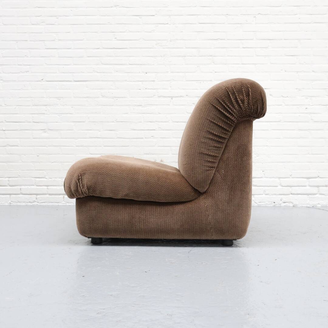 Italian Mimo Padova Lounge Chair Chenille 1970s