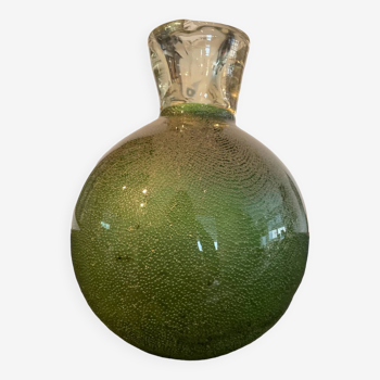 Vase Murano vintage en pâte de verre soufflée bullé