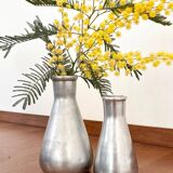 Vintage pair of chrome vases from the 1970s.