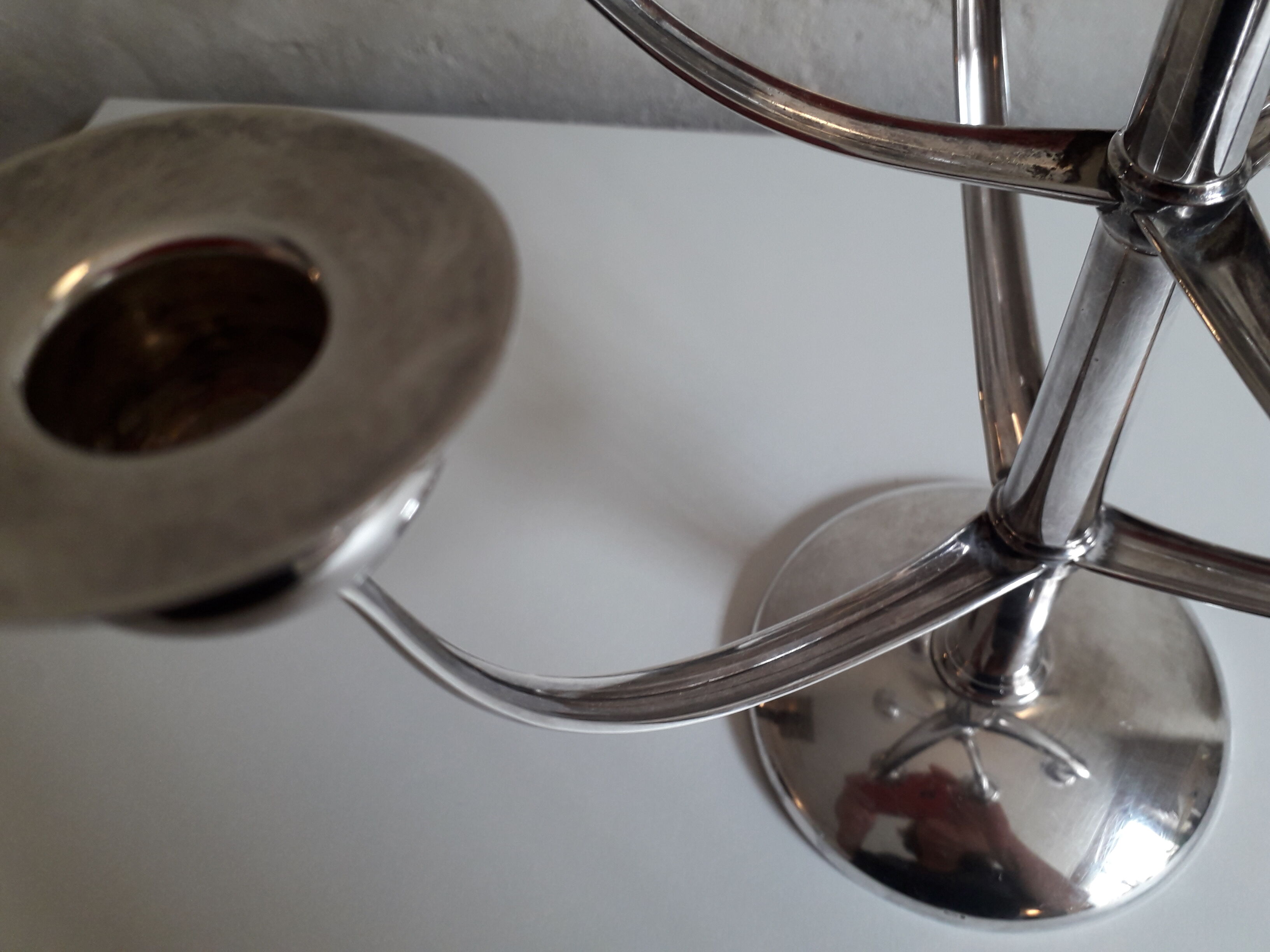 Silver metal chandelier by Gustav Beran for Keltum