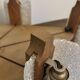 Vintage Scandinavian chandelier 6 lights – Wood and frosted Perspex – 1960s/70s