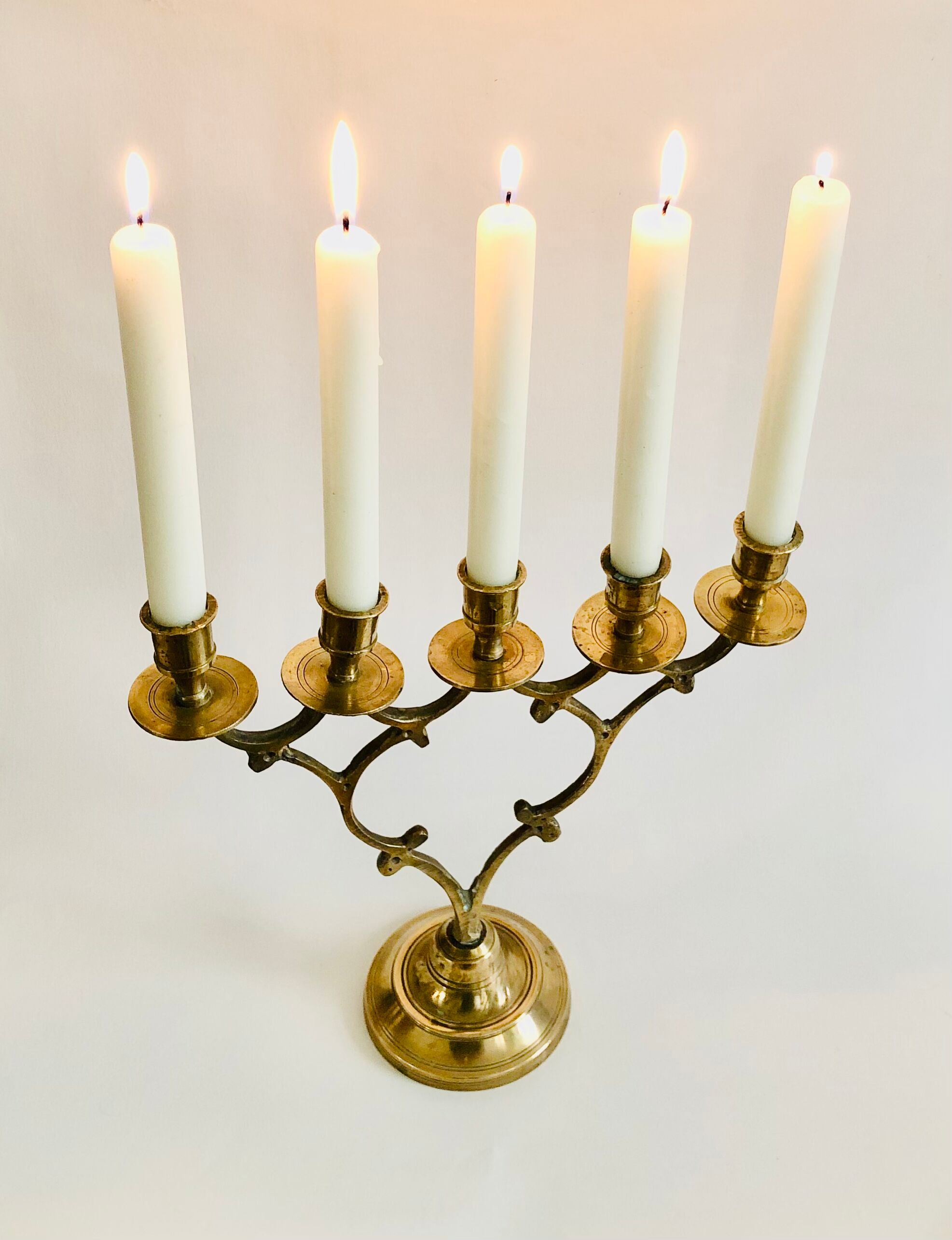 Chandelier ancien 5 branches en laiton