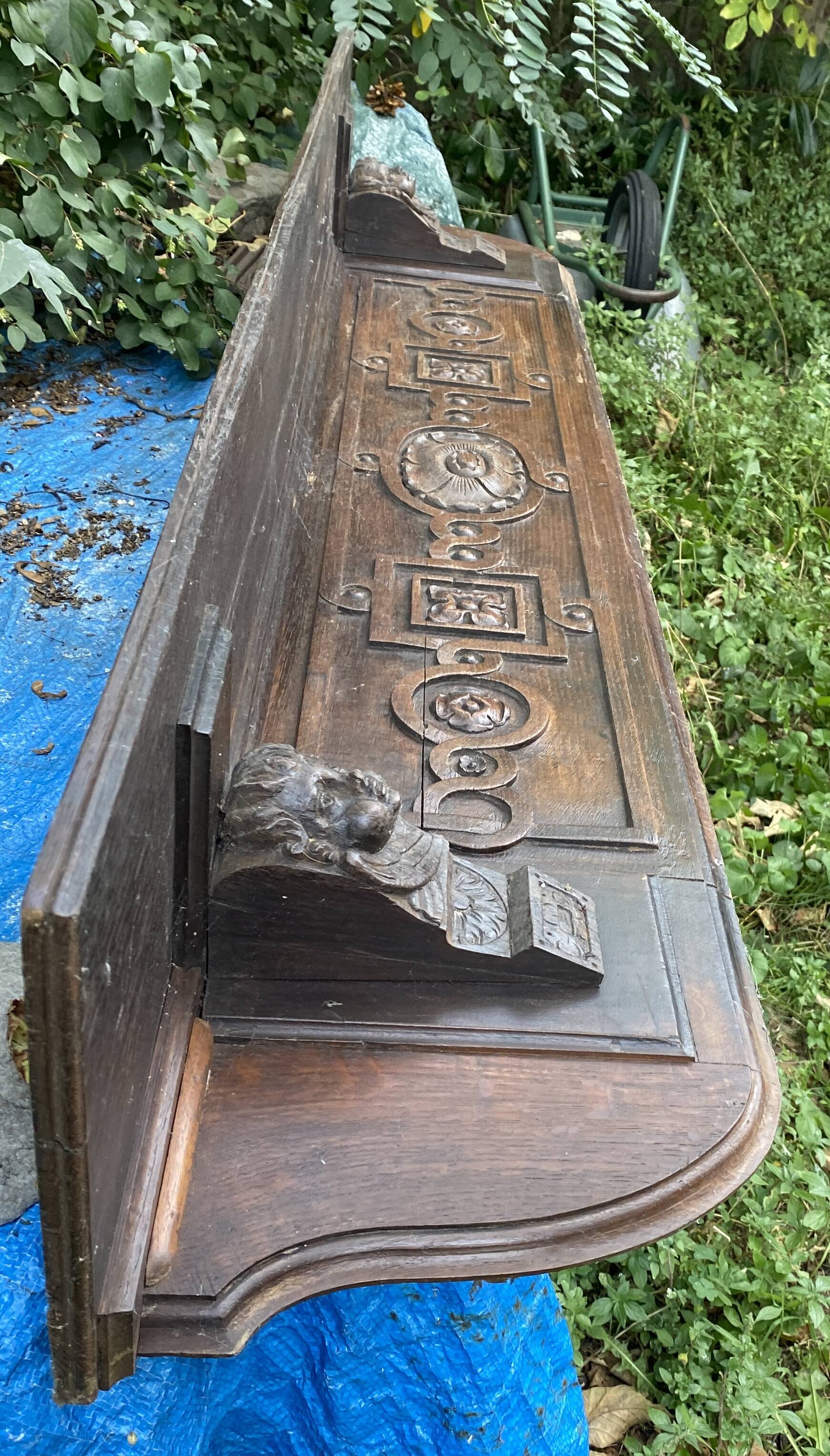 Large old solid wood shelf