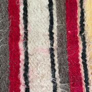 Set of two Romanian wool fluffy rugs with stripes made by hand