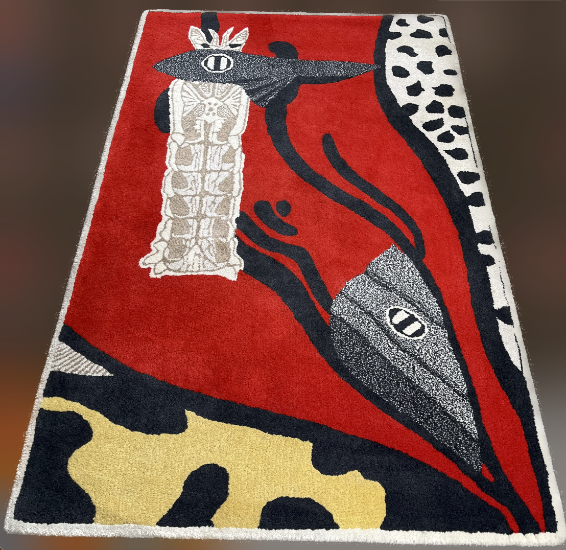 Tufted rug, "fish/cat"